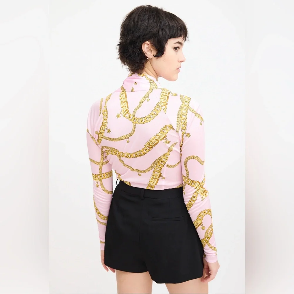 Versace gold chain print bodysuit size 40 - Picture 4 of 9